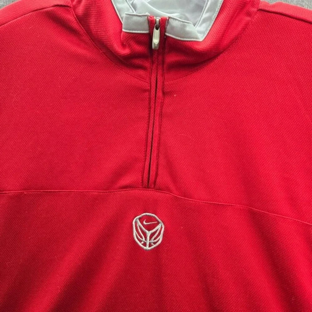VINTAGE‎ Nike Men Shirt Large Red Logo Center Basketball Swoosh Dri Fit